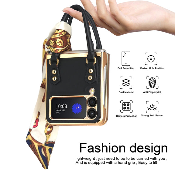 For Samsung Galaxy Z Flip3 5G GKK Handbag Design Leather + PC Phone Case(Yellow)