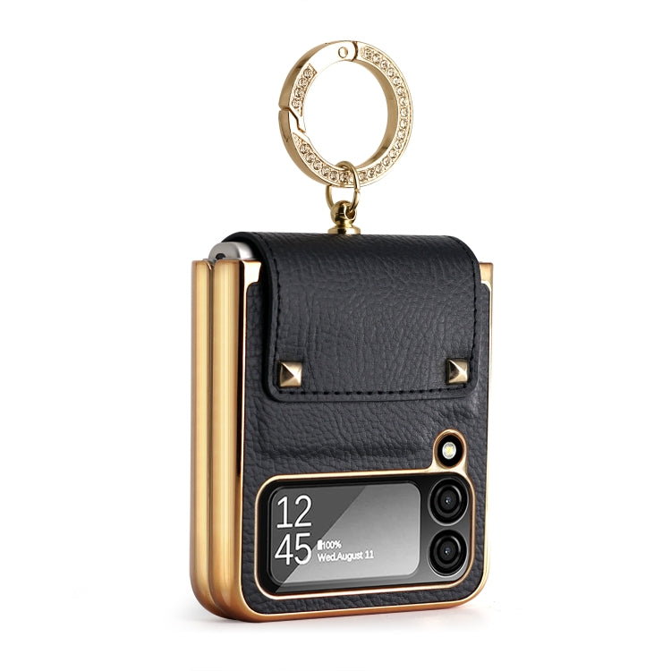 For Samsung Galaxy Z Flip4 5G GKK Colorful PU Phone Case with Ring Holder(Black)