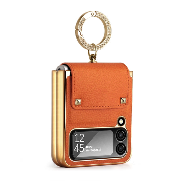 For Samsung Galaxy Z Flip4 5G GKK Colorful PU Phone Case with Ring Holder(Orange)
