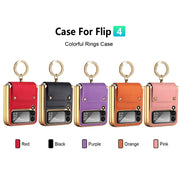 For Samsung Galaxy Z Flip4 5G GKK Colorful PU Phone Case with Ring Holder(Black)