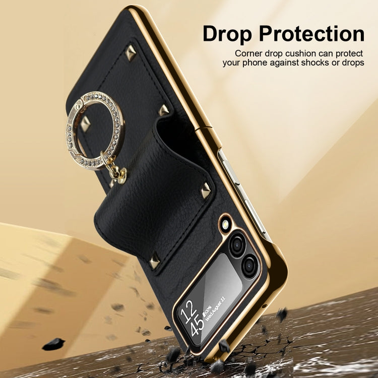 For Samsung Galaxy Z Flip4 5G GKK Colorful PU Phone Case with Ring Holder(Black)