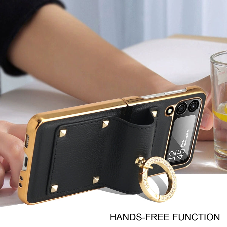For Samsung Galaxy Z Flip4 5G GKK Colorful PU Phone Case with Ring Holder(Black)