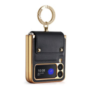 For Samsung Galaxy Z Flip3 5G GKK Colorful PU Phone Case with Ring Holder(Black)