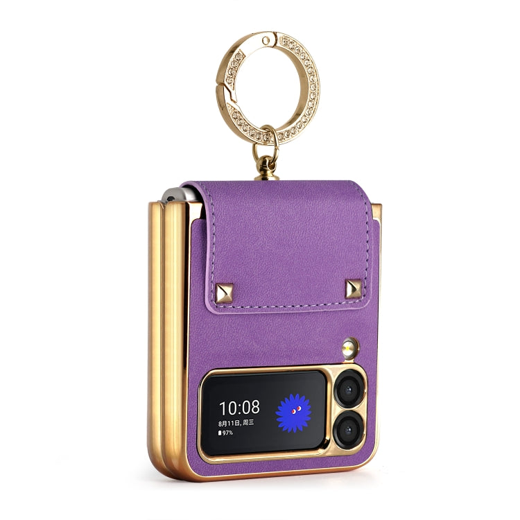 For Samsung Galaxy Z Flip3 5G GKK Colorful PU Phone Case with Ring Holder(Purple)