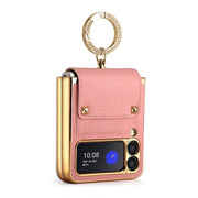 For Samsung Galaxy Z Flip3 5G GKK Colorful PU Phone Case with Ring Holder(Pink)