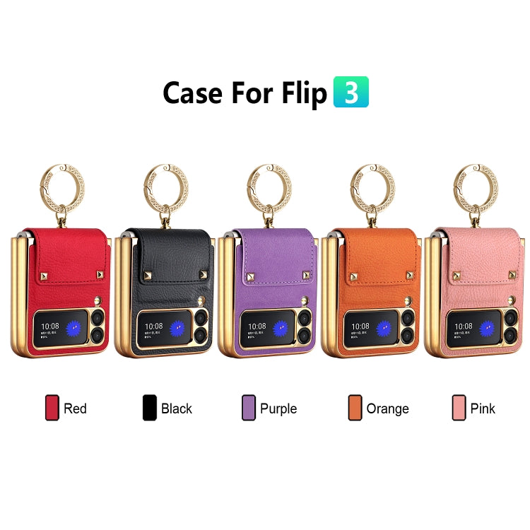 For Samsung Galaxy Z Flip3 5G GKK Colorful PU Phone Case with Ring Holder(Purple)