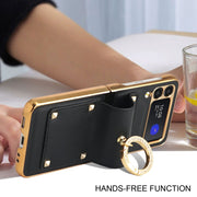 For Samsung Galaxy Z Flip3 5G GKK Colorful PU Phone Case with Ring Holder(Black)