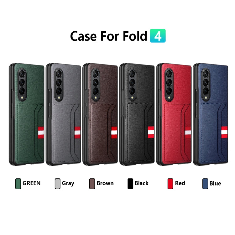 For Samsung Galaxy Z Fold4 5G GKK Litchi Texture Card Slot Phone Case(Grey)
