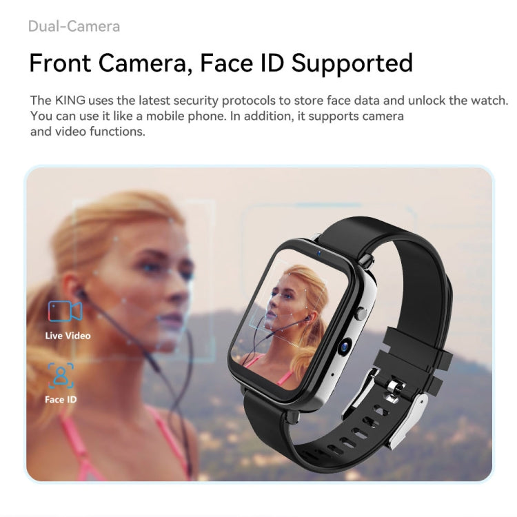ROGBID KING 1.75 inch Screen 4G LTE Smart Watch Android 9.1OS 4GB+128GB(Black)