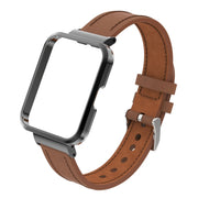 For Xiaomi Redmi Watch 2 Genuine Leather Metal Case Integrated Watch Band(Brown)