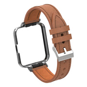 For Xiaomi Redmi Watch 2 Genuine Leather Metal Case Integrated Watch Band(Brown)