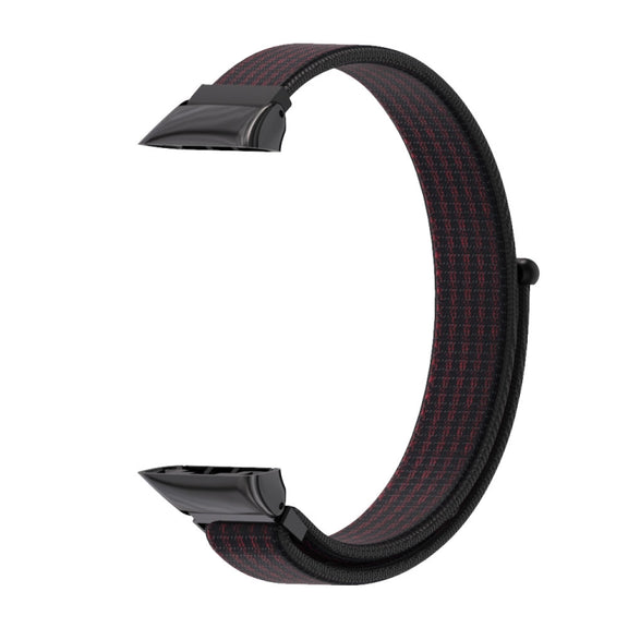 For Huawei Band 6 / Honor Band 6 / 7 Mijobs Breathable Nylon Watch Band(Black Red) - Watch Bands by MIJOBS