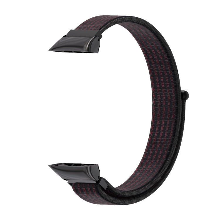For Huawei Band 6 / Honor Band 6 / 7 Mijobs Breathable Nylon Watch Band(Black Red) - Watch Bands by MIJOBS