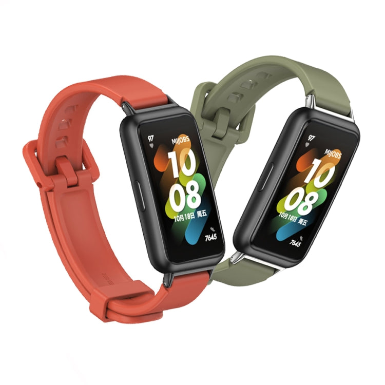 For Huawei Band 7 / 7 NFC MIJOBS Breathable Silicone Watch Band(Army Green Silver) - Watch Bands by MIJOBS