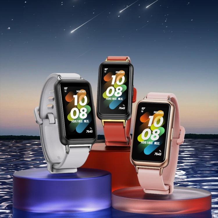 For Huawei Band 7 / 7 NFC MIJOBS Breathable Silicone Watch Band(Grey Silver) - Watch Bands by MIJOBS