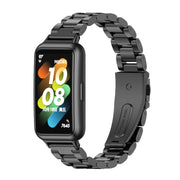 For Huawei Band 7 / 7 NFC MIJOBS Three-Bead Metal Stainless Steel Watch Band(Black) - Watch Bands by MIJOBS