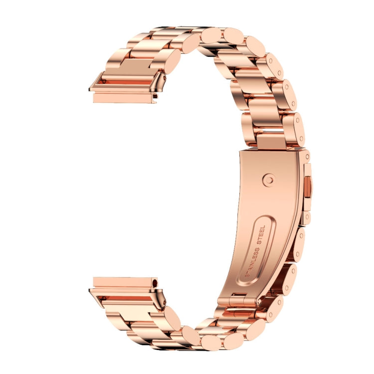 For Huawei Band 7 / 7 NFC MIJOBS Three-Bead Metal Stainless Steel Watch Band(Rose Gold)
