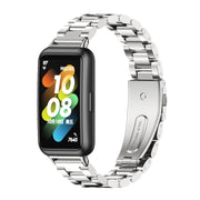 For Huawei Band 7 / 7 NFC MIJOBS Three-Bead Metal Stainless Steel Watch Band(Silver) - Watch Bands by MIJOBS