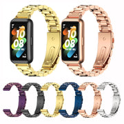For Huawei Band 7 / 7 NFC MIJOBS Three-Bead Metal Stainless Steel Watch Band(Black) - Watch Bands by MIJOBS