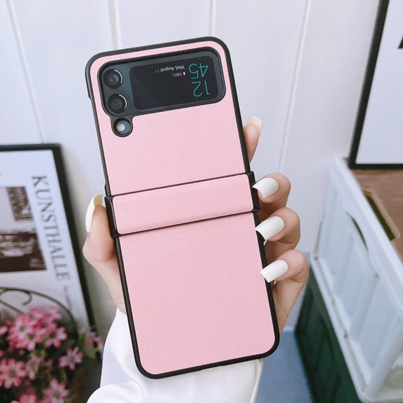 For Samsung Galaxy Z Flip4 5G Two-color Litchi Texture PU Phone Case(Pink)