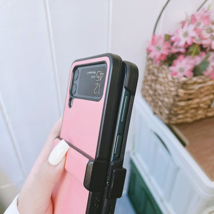For Samsung Galaxy Z Flip4 5G Two-color Litchi Texture PU Phone Case(Pink)