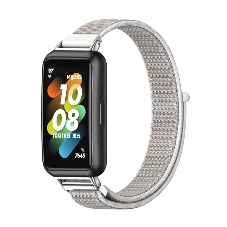 For Huawei Band 7 / 7 NFC Mijobs Breathable Nylon Watch Band(Sea Shell Silver)