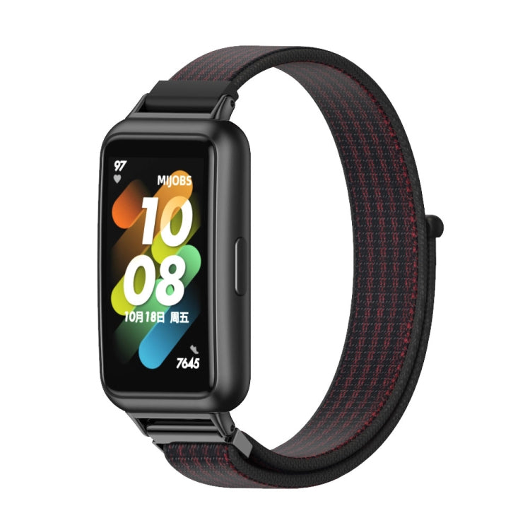 For Huawei Band 7 / 7 NFC Mijobs Breathable Nylon Watch Band(Black Red) - Watch Bands by MIJOBS