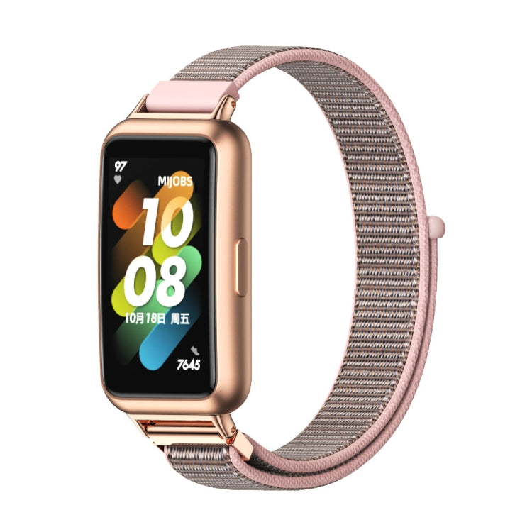 For Huawei Band 7 / 7 NFC Mijobs Breathable Nylon Watch Band(Pink Rose Gold) - Watch Bands by MIJOBS