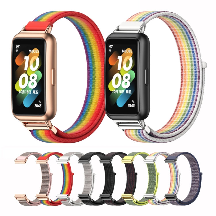 For Huawei Band 7 / 7 NFC Mijobs Breathable Nylon Watch Band(Pink Rose Gold) - Watch Bands by MIJOBS