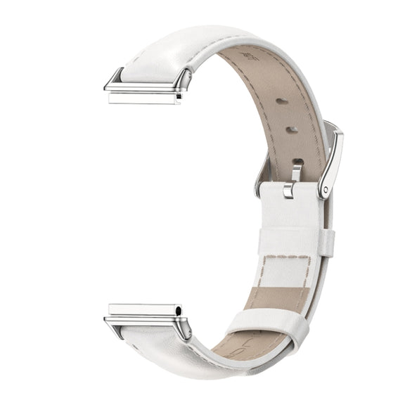 For Huawei Band 7 / 7 NFC MIJOBS Cowhide Leather Watch Band(White Silver)