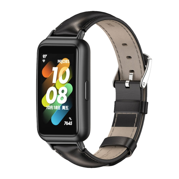 For Huawei Band 7 / 7 NFC MIJOBS Cowhide Leather Watch Band(Black)