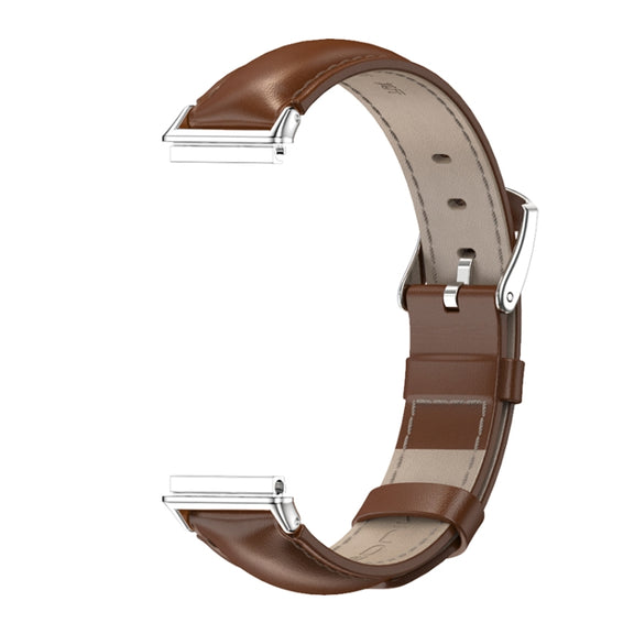 For Huawei Band 7 / 7 NFC MIJOBS Cowhide Leather Watch Band(Brown Silver)