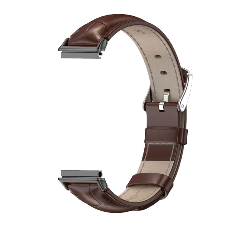 For Huawei Band 7 / 7 NFC MIJOBS Cowhide Leather Watch Band(Bamboo Joint Coffee Black)
