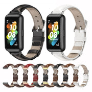For Huawei Band 7 / 7 NFC MIJOBS Cowhide Leather Watch Band(Brown Silver)