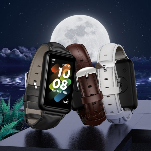 For Huawei Band 7 / 7 NFC MIJOBS Cowhide Leather Watch Band(Brown Gold)