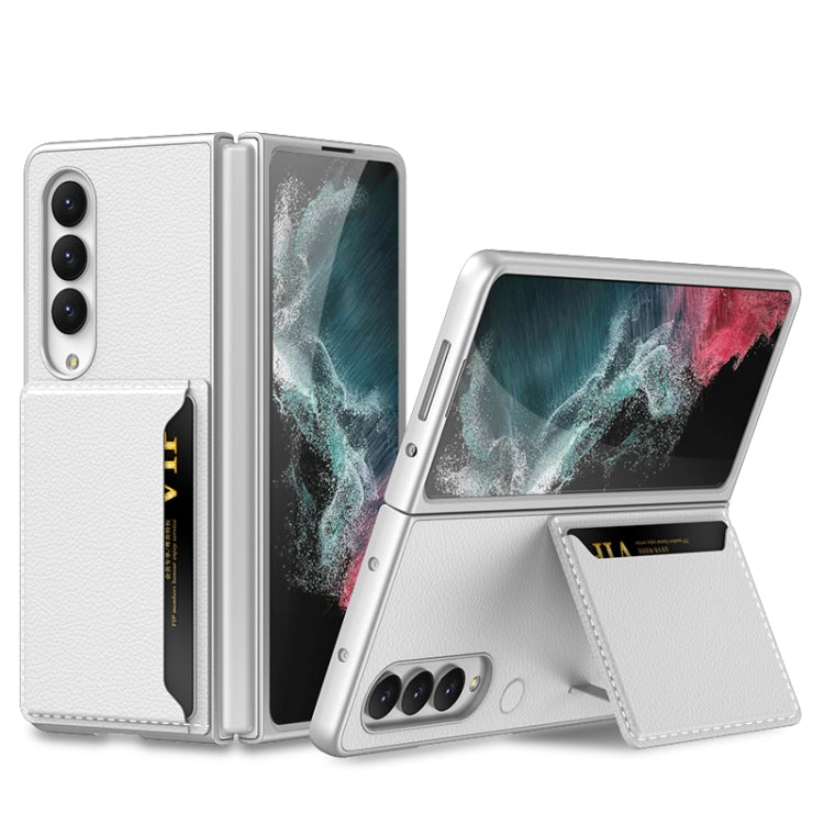 For Samsung Galaxy Z Fold4 GKK Ultra-thin Leather Phone Case with Card Slots(Silver)