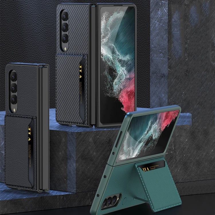 For Samsung Galaxy Z Fold4 GKK Ultra-thin Leather Phone Case with Card Slots(Silver)