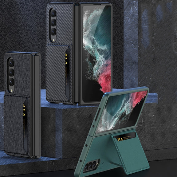 For Samsung Galaxy Z Fold4 GKK Ultra-thin Leather Phone Case with Card Slots(Silver)