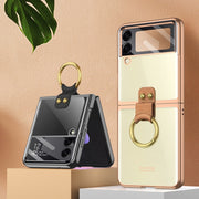 For Samsung Galaxy Z Flip4 GKK Integrated Electroplating Phone Case with Ring(Black)
