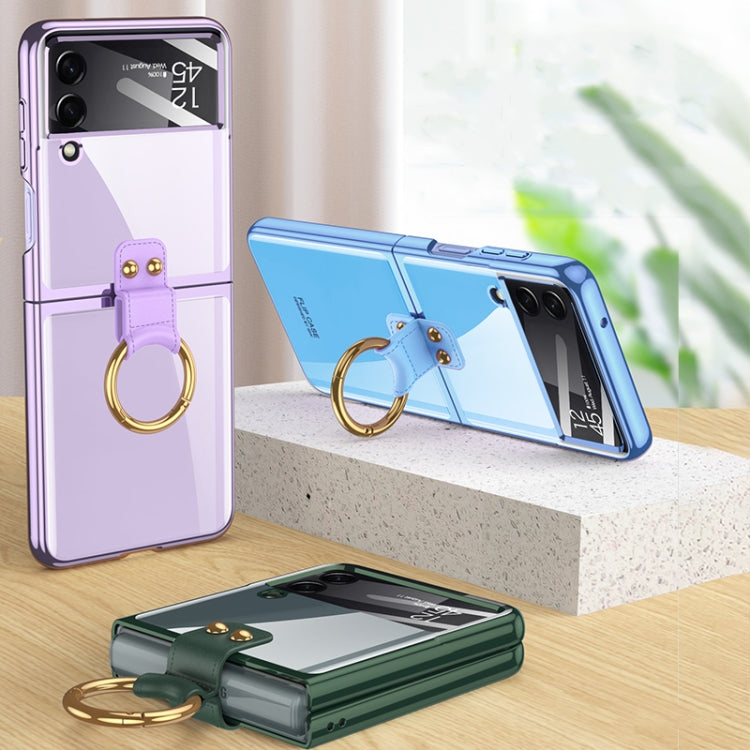 For Samsung Galaxy Z Flip4 GKK Integrated Electroplating Phone Case with Ring(Purple)