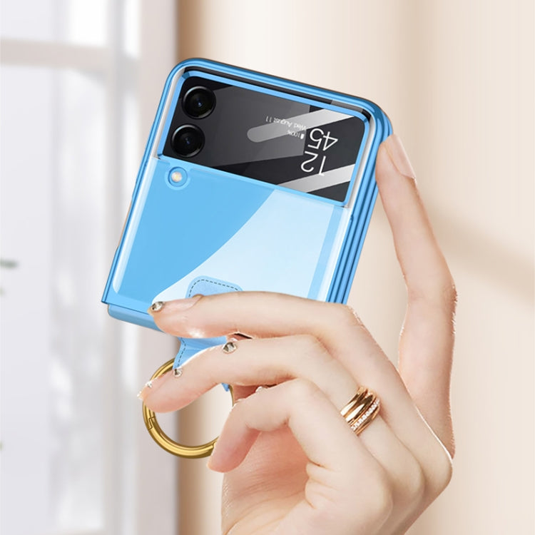For Samsung Galaxy Z Flip4 GKK Integrated Electroplating Phone Case with Ring(Gold)