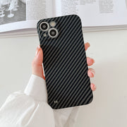For iPhone 13 Carbon Fiber Texture PC Phone Case(Black)