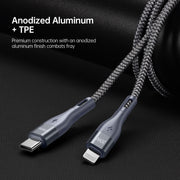DUZZONA A1 PD 20W Type-C to 8 Pin Fast Charging Data Cable, Length: 1m(Grey)