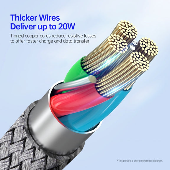 DUZZONA A1 PD 20W Type-C to 8 Pin Fast Charging Data Cable, Length: 1m(Grey)