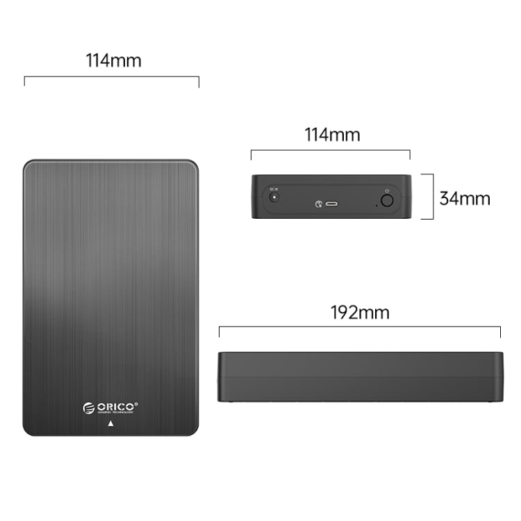 ORICO HM35C3 3.5 inch USB3.1 Gen1 Type-C Hard Drive Enclosure, Plug:EU Plug(Black)
