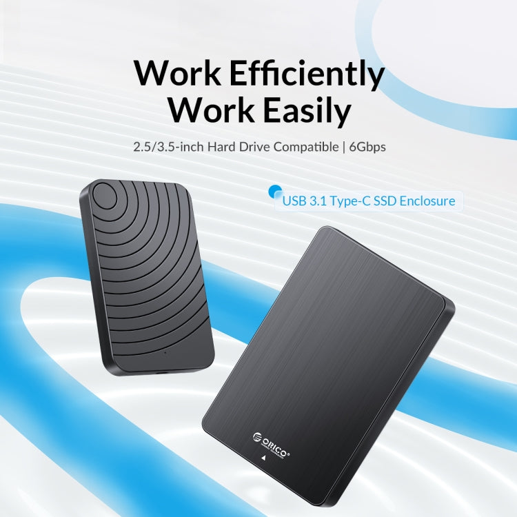 ORICO HM35C3 3.5 inch USB3.1 Gen1 Type-C Hard Drive Enclosure, Plug:EU Plug(Black)