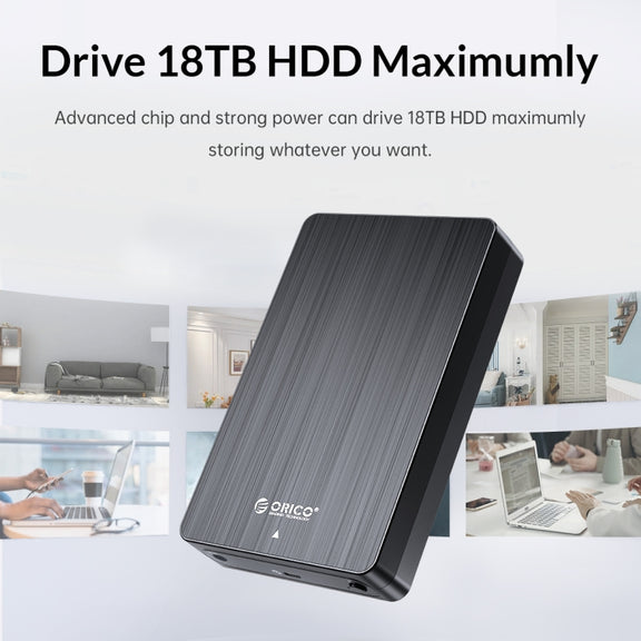 ORICO HM35C3 3.5 inch USB3.1 Gen1 Type-C Hard Drive Enclosure, Plug:EU Plug(Black)