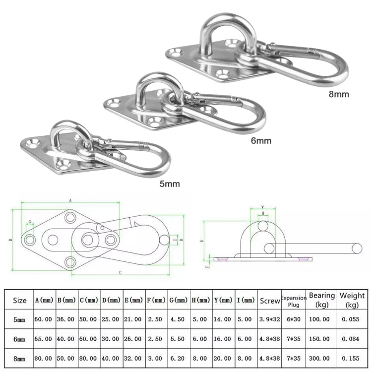 2 PCS 5mm 304 Stainless Steel Sand Bag Ceiling Hook Heavy Duty Swing Hangers
