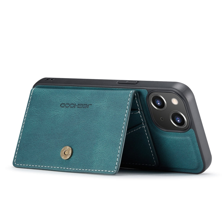 For iPhone 14 JEEHOOD Retro Magnetic Detachable Leather Phone Case (Blue)