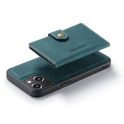 For iPhone 14 JEEHOOD Retro Magnetic Detachable Leather Phone Case (Blue)